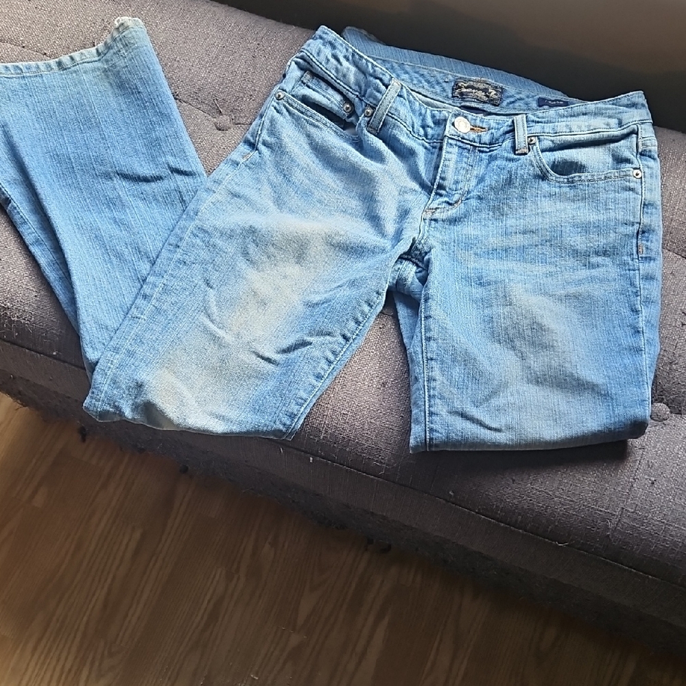 Seven7 Light Blue Wide Leg Jeans with Subtle Fade